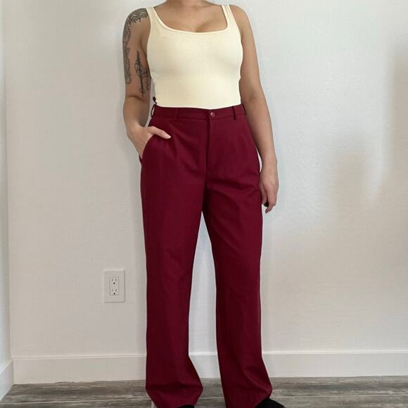 Vintage 90s Armani Collezioni Red Wool Blend Trousers Pants Italy Quiet Luxury - Picture 1 of 14